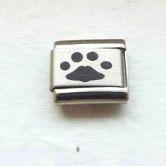 Paw print laser 9mm stainless steel Italian charm bracelet link new - Picture 1 of 2